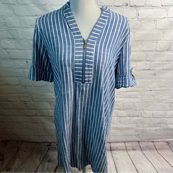 Anne Klein Blue and White Striped Dress - Picture 1 of 9
